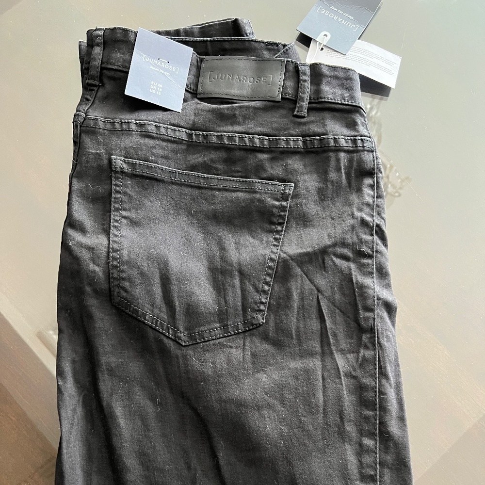 Junarose Black Jeans 16 Lightweight Stretch NEW Button Fly Slim Jean